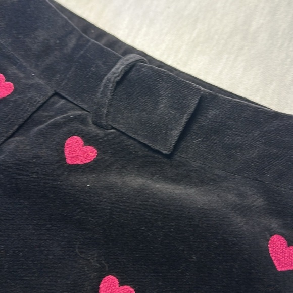 LILLY PULITZER Black Embroidered Hearts Stretch Velveteen Pants Women’s Size 6 - Picture 6 of 14